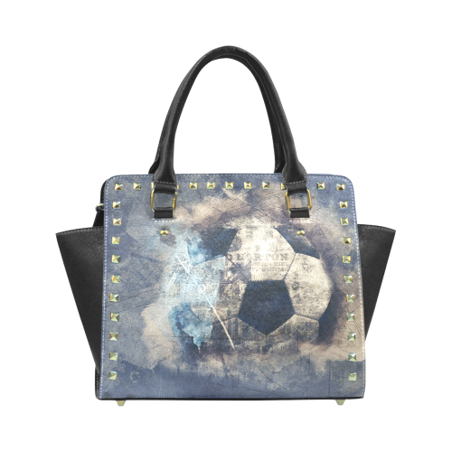 Abstract Blue Grunge Soccer Rivet Shoulder Handbag (Model 1645)