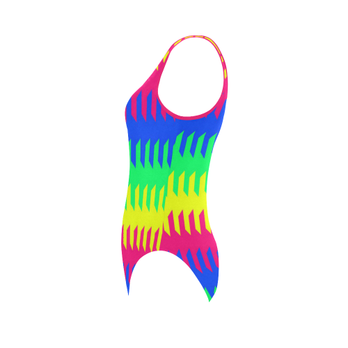 modern chevron pattern 9 Vest One Piece Swimsuit (Model S04)