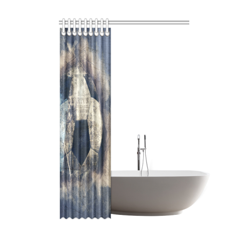 Abstract Blue Grunge Soccer Shower Curtain 48"x72"