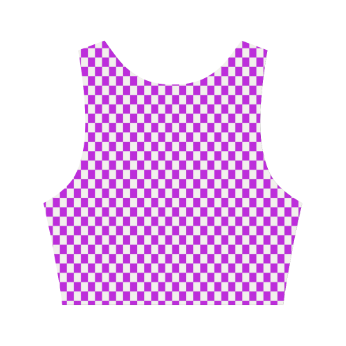 Bright Purple Gingham Women's Crop Top (Model T42)