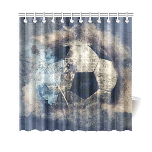 Abstract Blue Grunge Soccer Shower Curtain 69"x70"