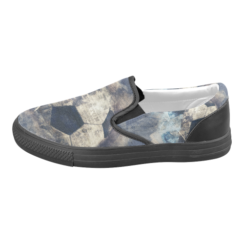 Abstract Blue Grunge Soccer Men's Unusual Slip-on Canvas Shoes (Model 019)