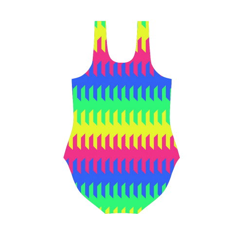 modern chevron pattern 9 Vest One Piece Swimsuit (Model S04)