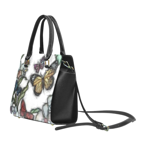 Butterflies and Flowers Classic Shoulder Handbag (Model 1653)