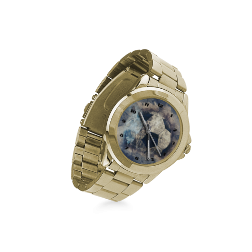 Abstract Blue Grunge Soccer Custom Gilt Watch(Model 101)