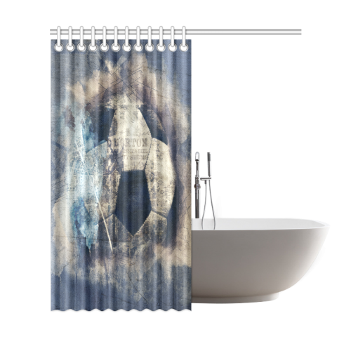 Abstract Blue Grunge Soccer Shower Curtain 69"x72"