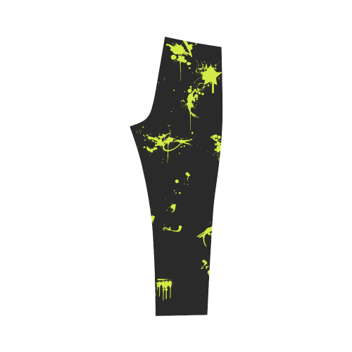 Paint splatters green black VAS2 Capri Legging (Model L02)