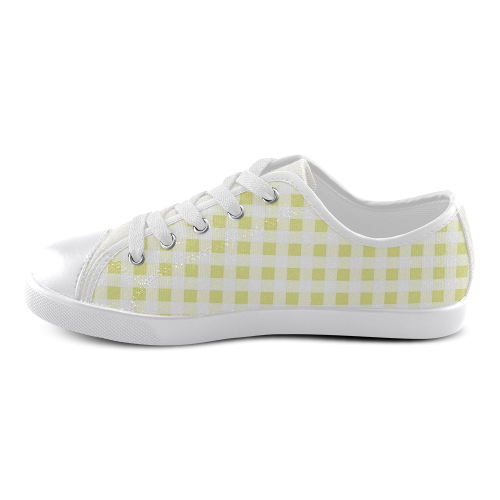 Pale Yellow Gingham Canvas Kid's Shoes 