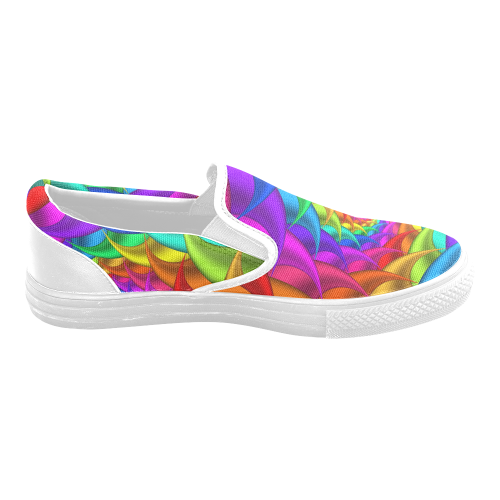 Psychedelic Rainbow Spiral Men's Slip-on Canvas Shoes (Model 019)