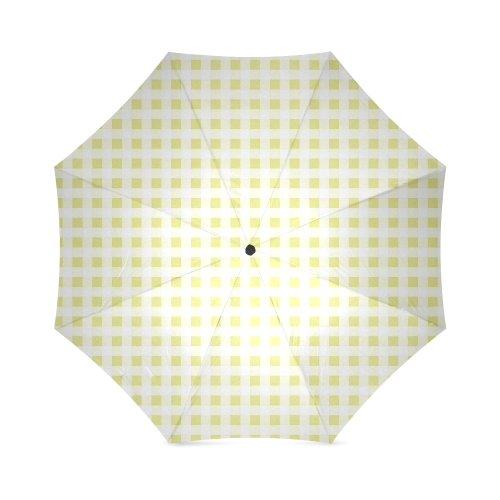 Pale Yellow Gingham Foldable Umbrella (Model U01)