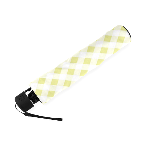 Pale Yellow Gingham Foldable Umbrella (Model U01)