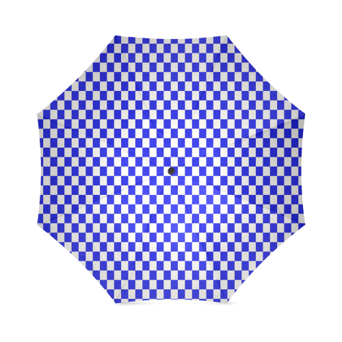 Bright Blue Gingham Foldable Umbrella (Model U01)