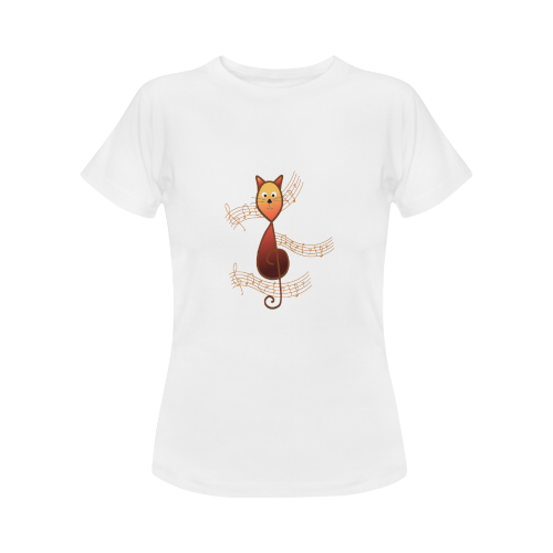 Treble Clef Cat Women's Classic T-Shirt (Model T17）