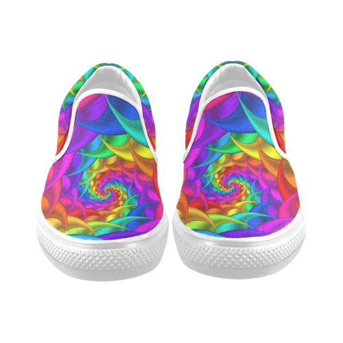 Psychedelic Rainbow Spiral Men's Unusual Slip-on Canvas Shoes (Model 019)