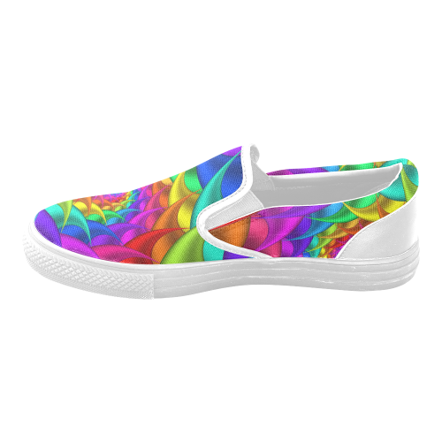 Psychedelic Rainbow Spiral Men's Unusual Slip-on Canvas Shoes (Model 019)