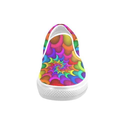 Psychedelic Rainbow Spiral Women's Unusual Slip-on Canvas Shoes (Model 019)