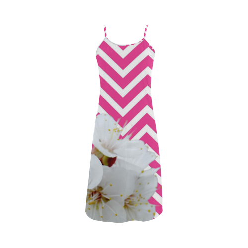 chevron Flower mix pink Alcestis Slip Dress (Model D05)