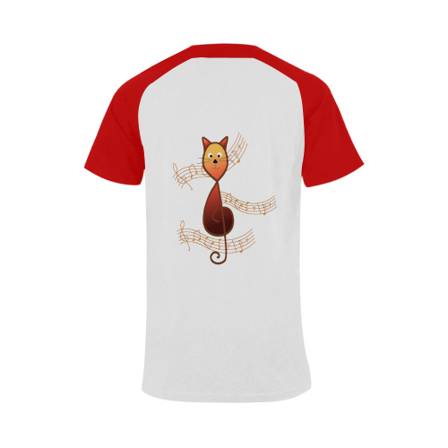 Treble Clef Cat Men's Raglan T-shirt Big Size (USA Size) (Model T11)