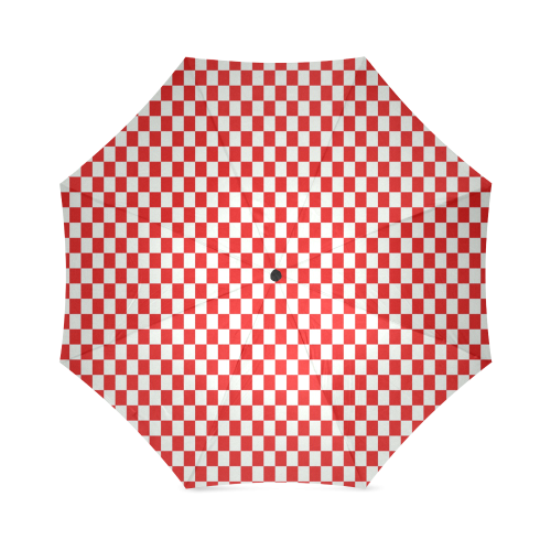 Bright Red Gingham Foldable Umbrella (Model U01)