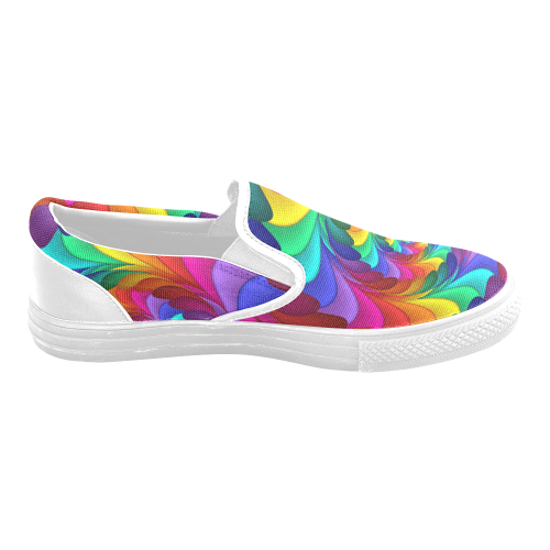 Psychedelic Rainbow Spiral Men's Slip-on Canvas Shoes (Model 019)