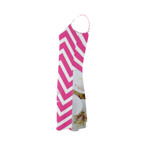 chevron Flower mix pink Alcestis Slip Dress (Model D05)