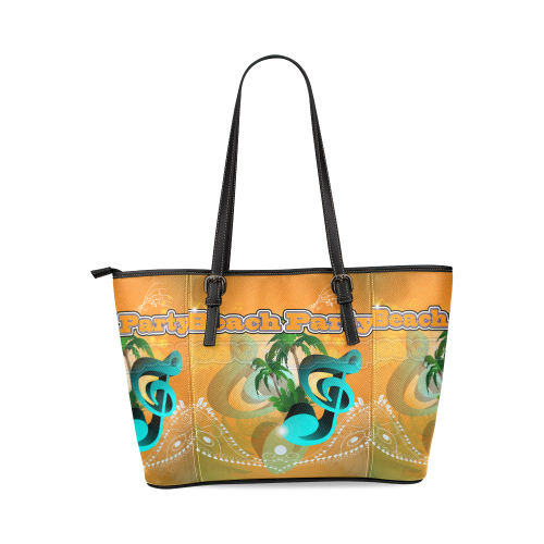 Beach party Leather Tote Bag/Large (Model 1640)