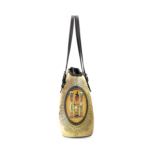 Anubis, golden design Leather Tote Bag/Large (Model 1640)