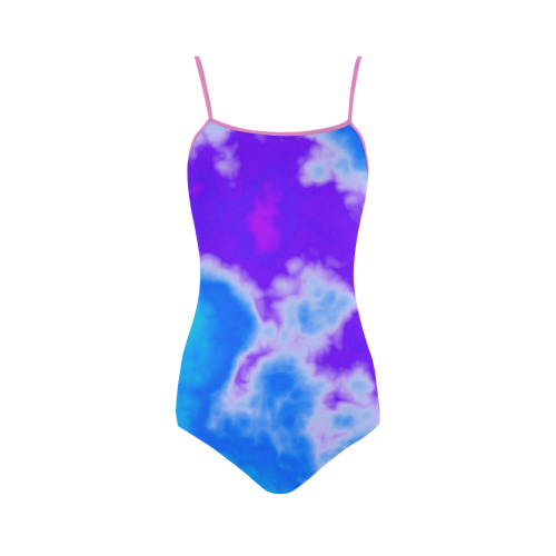 purple and blue abstract clouds Strap Swimsuit ( Model S05)