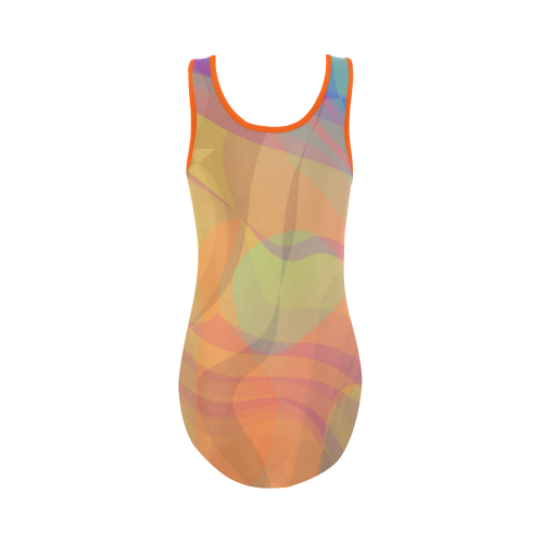 orange and blue abstract Vest One Piece Swimsuit (Model S04)