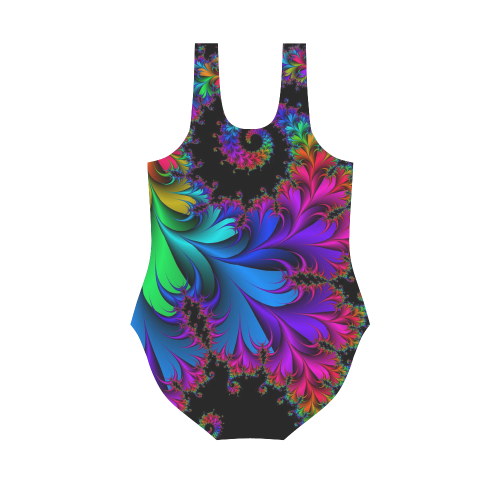 pretty fractal Vest One Piece Swimsuit (Model S04)