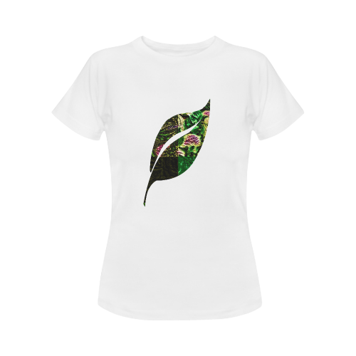 Foliage Patchwork #1 - Jera Nour Smiley Single Leaf White Women's Classic T-Shirt (Model T17）