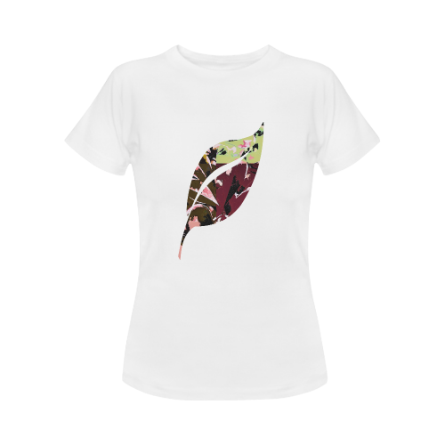 Foliage Patchwork #6 - Jera Nour Smiley Single Leaf White Women's Classic T-Shirt (Model T17）