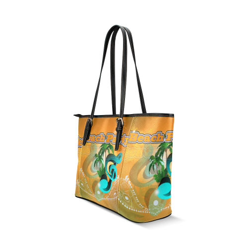 Beach party Leather Tote Bag/Large (Model 1640)