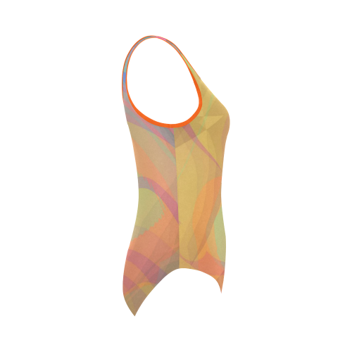 orange and blue abstract Vest One Piece Swimsuit (Model S04)