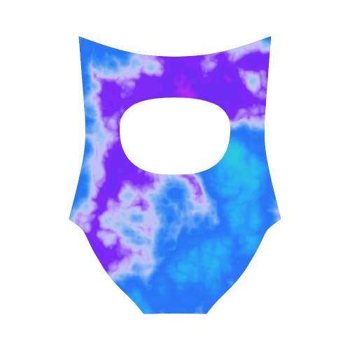 purple and blue abstract clouds Strap Swimsuit ( Model S05)