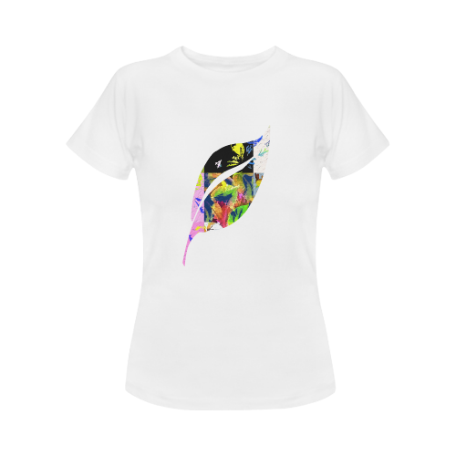 Foliage Patchwork #3 - Jera Nour Smiley Single Leaf White Women's Classic T-Shirt (Model T17）