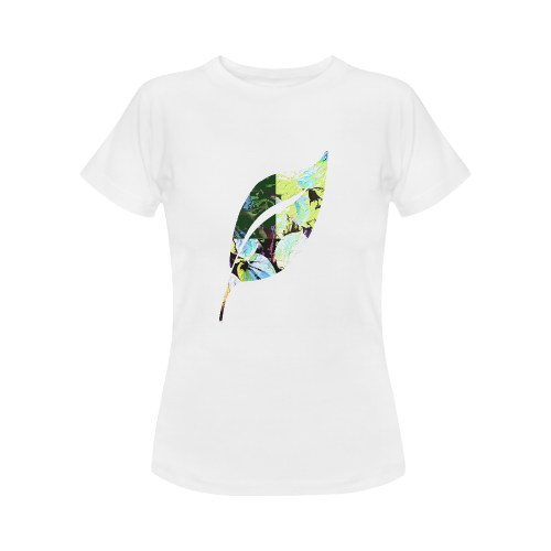 Foliage Patchwork #2 - Jera Nour Smiley Single Leaf White Women's Classic T-Shirt (Model T17）