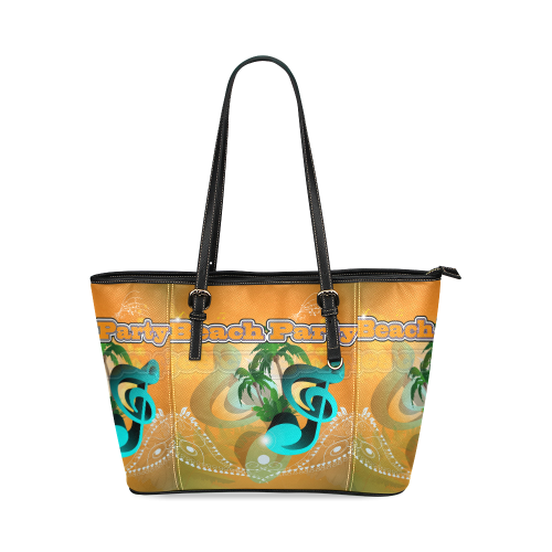 Beach party Leather Tote Bag/Large (Model 1640)