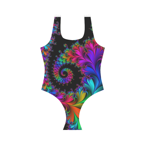 pretty fractal Vest One Piece Swimsuit (Model S04)