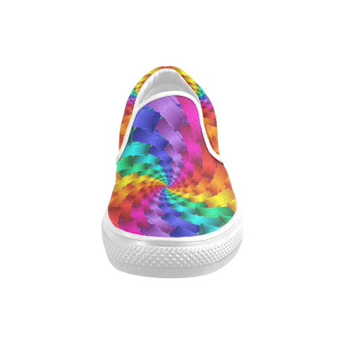 Psychedelic Rainbow Spiral Men's Unusual Slip-on Canvas Shoes (Model 019)