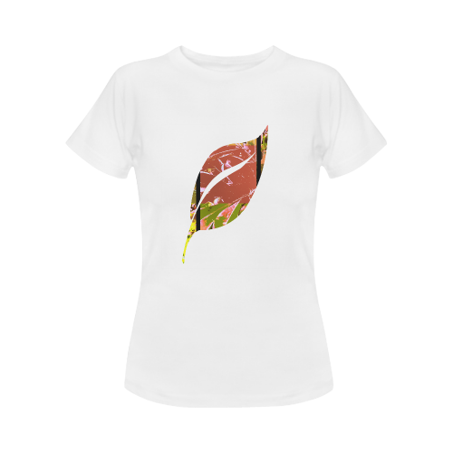 Foliage Patchwork #5 - Jera Nour Smiley Single Leaf White Women's Classic T-Shirt (Model T17）