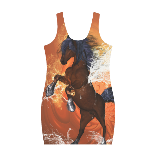 Wonderful horse, water wings and fire Medea Vest Dress (Model D06)