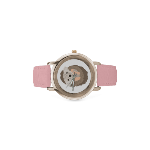 Baby Hedgehog Women's Rose Gold Leather Strap Watch(Model 201)