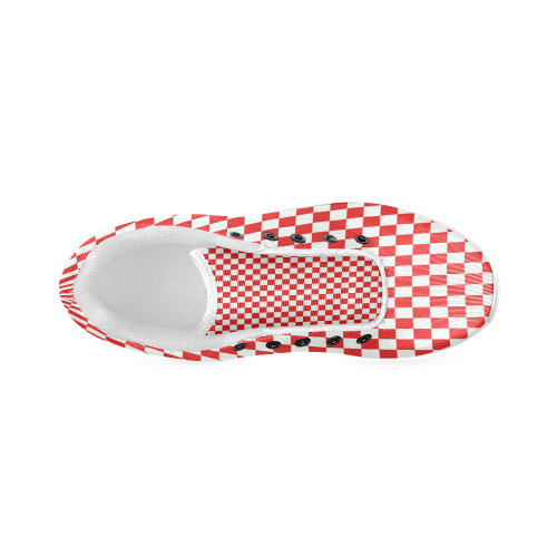 Bright Red Gingham Women’s Running Shoes (Model 020)