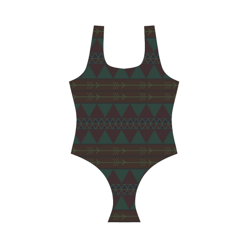 Triangles and Arrows Vest One Piece Swimsuit (Model S04)