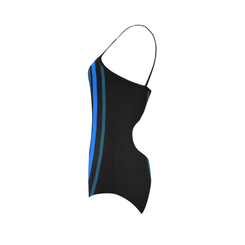 blue and black striped 2 Strap Swimsuit ( Model S05)