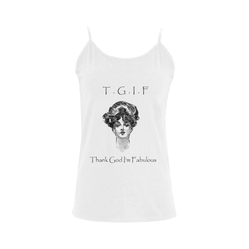 Vintage Sassy Attitude TGIF Thank God I'm Fabulous Women's Spaghetti Top (USA Size) (Model T34)