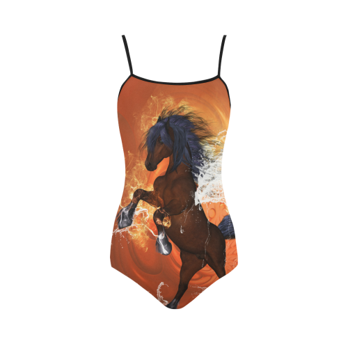 Wonderful horse, water wings and fire Strap Swimsuit ( Model S05)