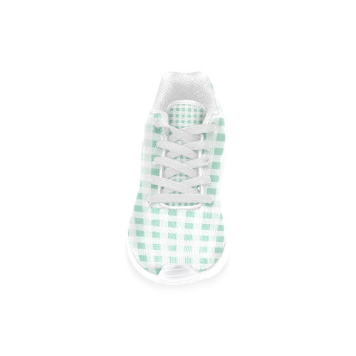 Mint Green Gingham Women’s Running Shoes (Model 020)