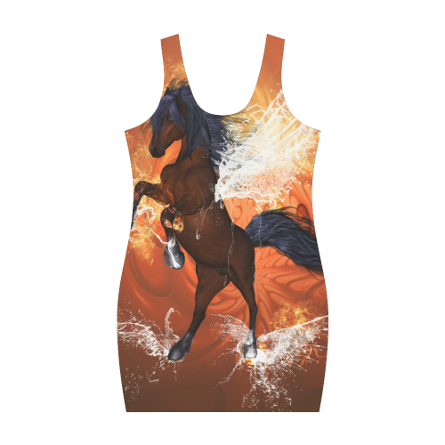 Wonderful horse, water wings and fire Medea Vest Dress (Model D06)